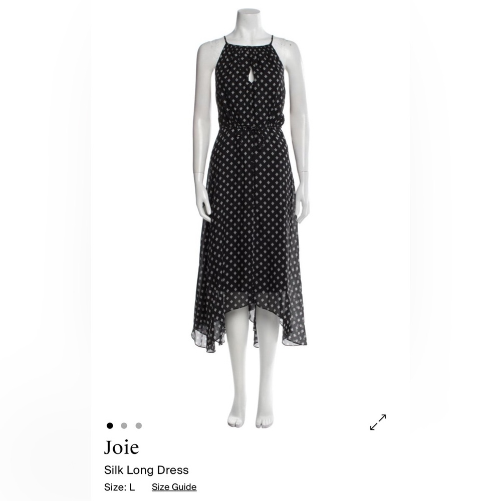 Joie Black & White Printed High-Low Midi Dress 100% silk oh la la
